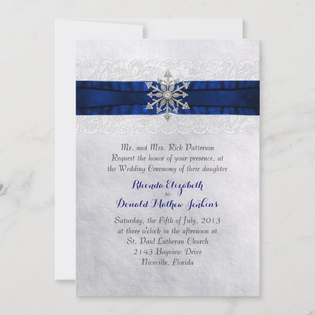 Invitación Jeweled elegante de la boda del copo de (Anverso)
