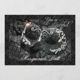 Invitación Jeweled máscara negra de la bola de
