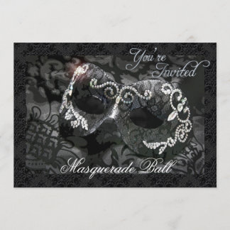 Invitación Jeweled máscara negra de la bola de