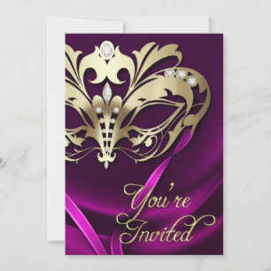 Invitación Jeweled rosa del fiesta de la mascarada