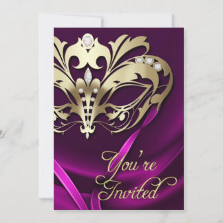 Invitación Jeweled rosa del fiesta de la mascarada