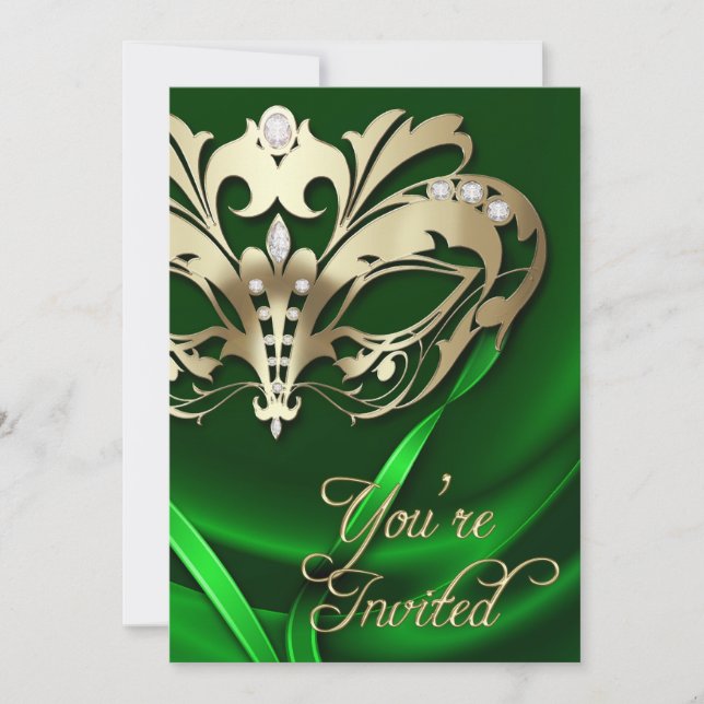 Invitación Jeweled verde del fiesta de la (Anverso)