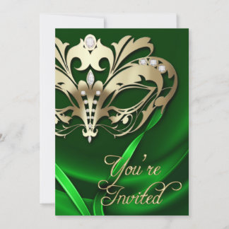 Invitación Jeweled verde del fiesta de la