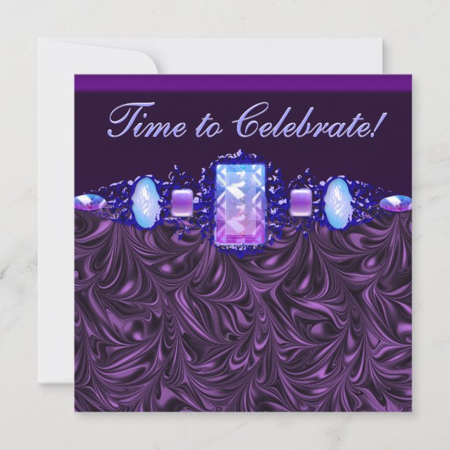 Invitación Jewels Lavender Purple Birthday Party (Anverso)