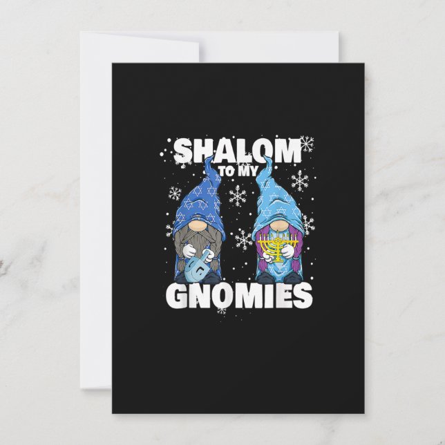 Invitación Jewish Hanukkah Menorah Dreidel Gnome Shalom To My (Anverso)