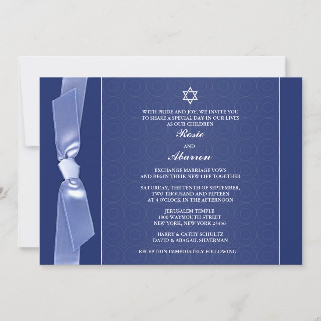 Invitación Jewish Ribbon Wedding Flat Invitations (Anverso)