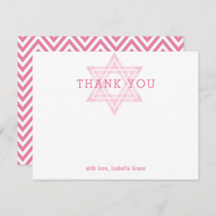 Invitación JEWISH STAR murciélago moderno mitzvah chica rosad