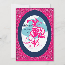Invitación Jinete de caballo salvaje de vaquera de rodeo de f