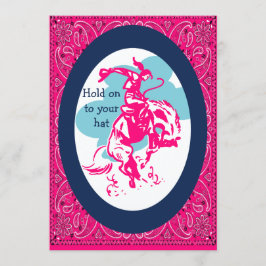 Invitación Jinete de caballo salvaje de vaquera de rodeo de f