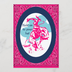 Invitación Jinete de caballo salvaje de vaquera de rodeo de f