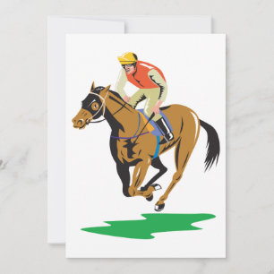 Invitación Jinete de carreras de caballos galopando