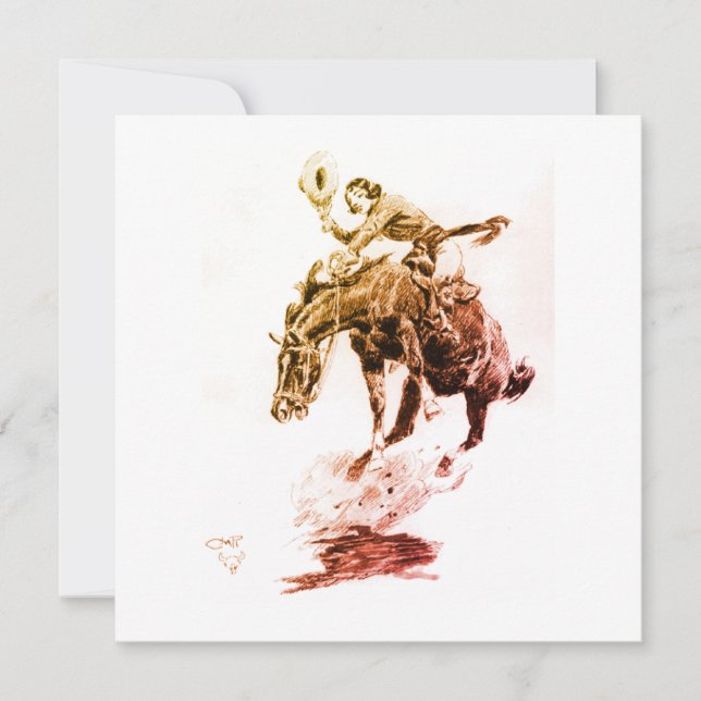 Invitación Jinete de Rodeo (de C.M. Russell) (Anverso)
