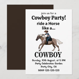 Invitación Jinete de Vaquero Monta un Caballo Como un Vaquero