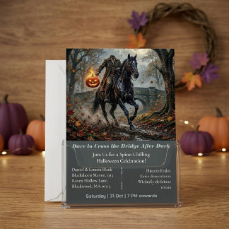 Invitación Jinete sin cabeza Sleepy Hollow Medianoche Hallowe