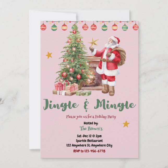 Invitación Jingle And Mingle Christmas Party Invitation (Anverso)