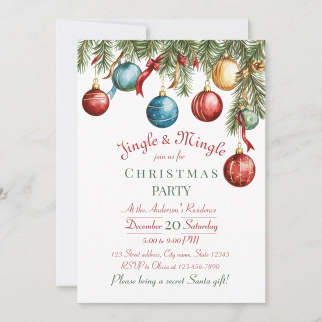 Invitación Jingle and Mingle Christmas Party Invitation (Anverso)