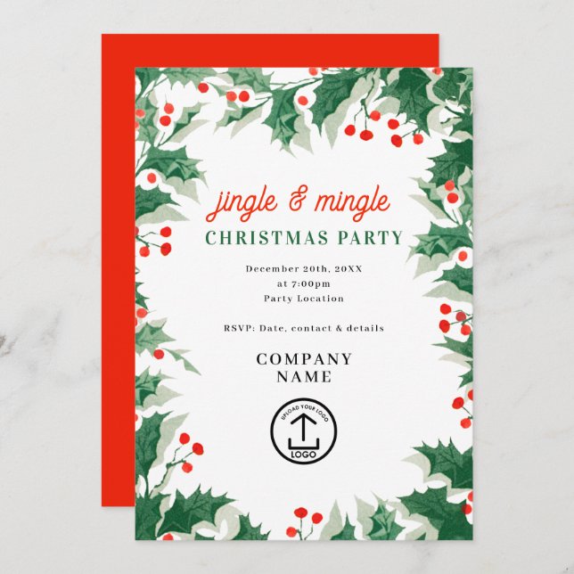 Invitación Jingle and Mingle Holiday Business Christmas Party (Anverso / Reverso)