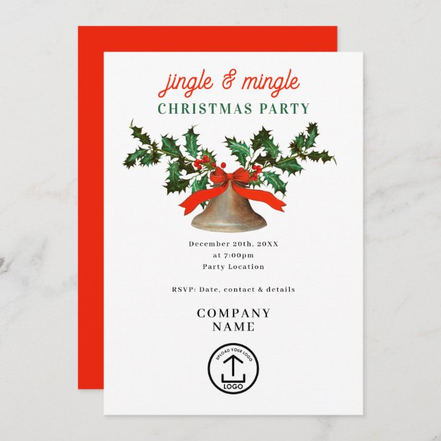 Invitación Jingle and Mingle Holiday Business Christmas Party (Anverso / Reverso)