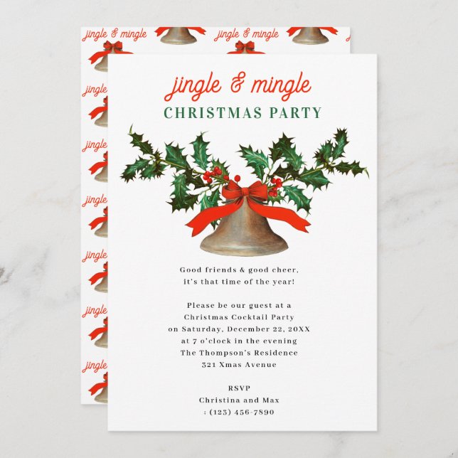 Invitación Jingle and Mingle Holiday Christmas Party (Anverso / Reverso)