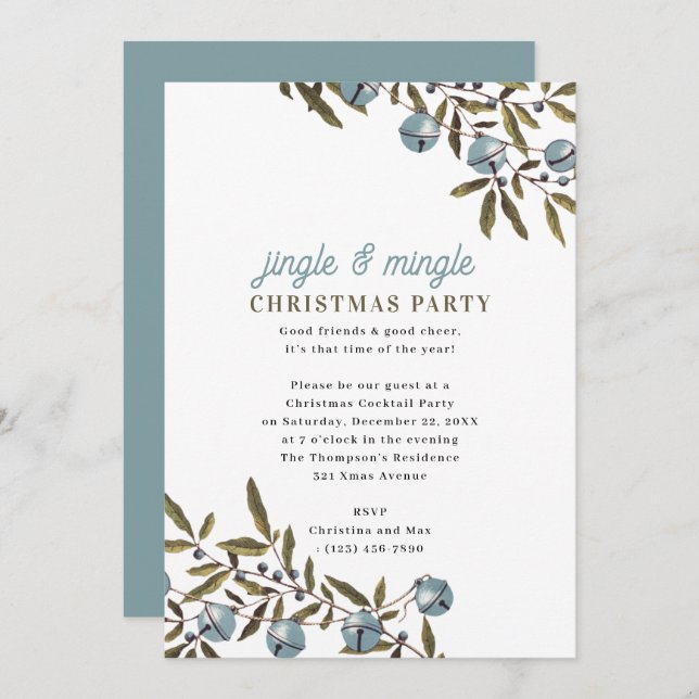 Invitación Jingle and Mingle Holiday Christmas Party (Anverso / Reverso)