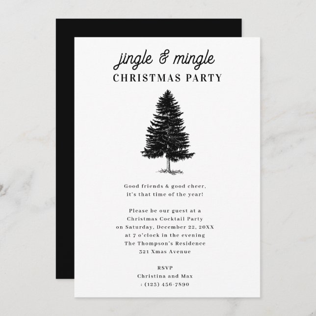 Invitación Jingle and Mingle Holiday Christmas Party (Anverso / Reverso)