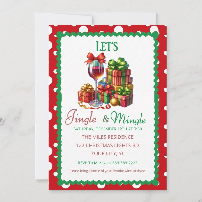 Invitación Jingle and Mingle Holiday Cocktail Party (Anverso)