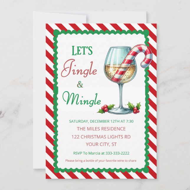 Invitación Jingle and Mingle Holiday Cocktail Party (Anverso)