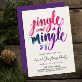 Invitación Jingle And Mingle Moderno Script de Pincel Rosa y