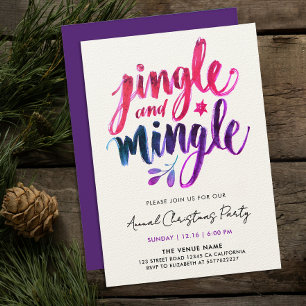 Invitación Jingle And Mingle Moderno Script de Pincel Rosa y 