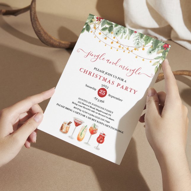 Invitación  jingle and Mingle String Christmas Cocktail Party (jingle and Mingle String Christmas Cocktail Party Invitation)