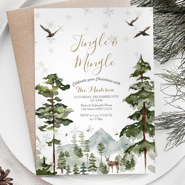Invitación Jingle animal de la madera blanca y bosque de tabl (Subido por el creador)