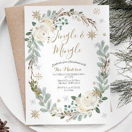 Invitación Jingle de Wreath floral blanca y invierno de mingl