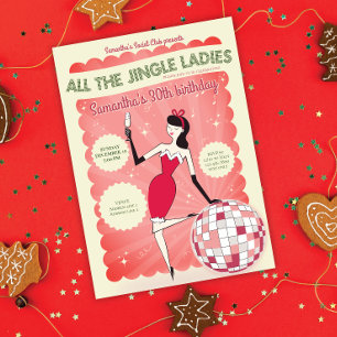 Invitación Jingle Ladies Night Out Retro Disco Ball Holiday