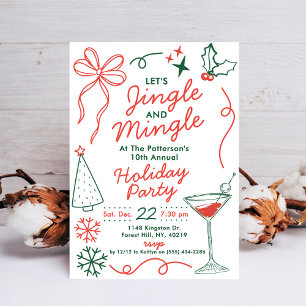 Invitación Jingle & Mingle Fiesta de Cócteles Navideños