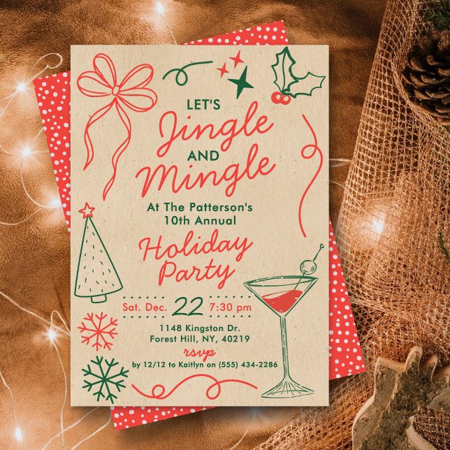 Invitación Jingle & Mingle | Fiesta de Cócteles Navideños (Subido por el creador)