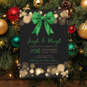 Invitación Jingle Mingle Fiesta de Navidad Invierno Dorado La