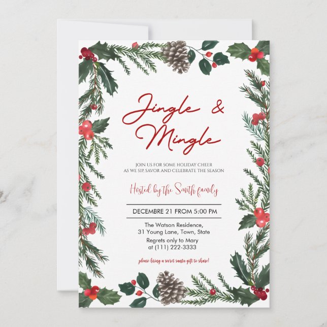 Invitación Jingle & Mingle Holiday Christmas   (Anverso)