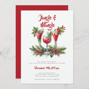 Invitación Jingle Mingle Holiday Cocktail Red Navidades Fiest