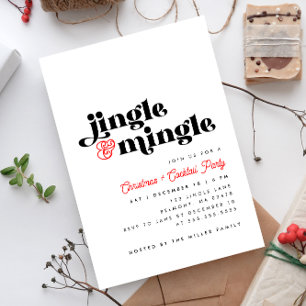 Invitación Jingle Mingle Moderno Navidades Fiesta de cócteles