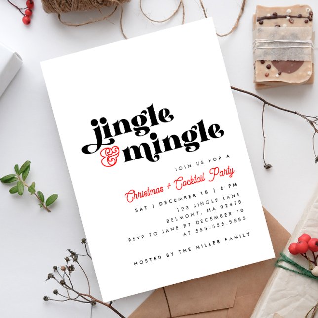 Invitación Jingle Mingle Moderno Navidades Fiesta de cócteles (Subido por el creador)