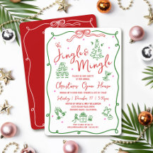 Jingle Mingle Rojo Verde Garabatos Dibujados a Man