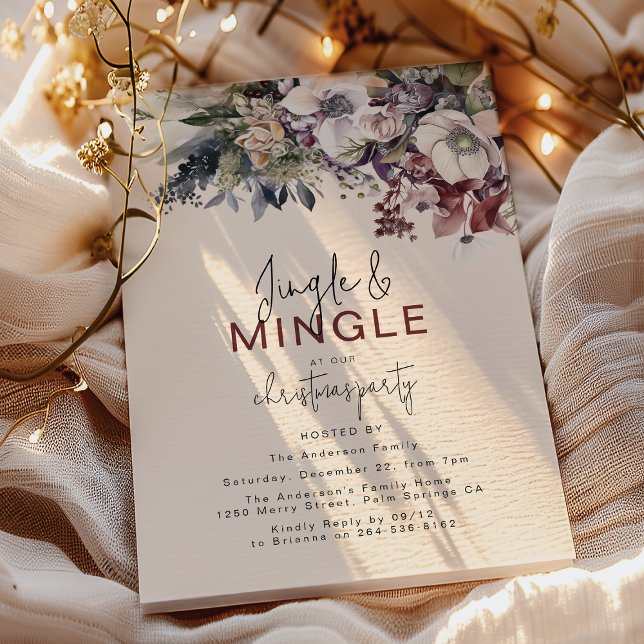 Invitación Jingle & Mingle Winter Floral Christmas Party (Subido por el creador)
