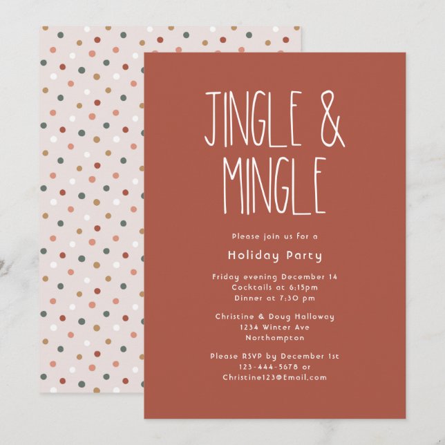 Invitación Jingle y mingle de los Navidades Red Boho Polka Do (Anverso / Reverso)