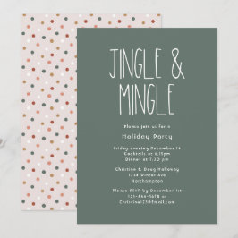 Invitación Jingle y mingle del Green Boho Polka Dot Navidades