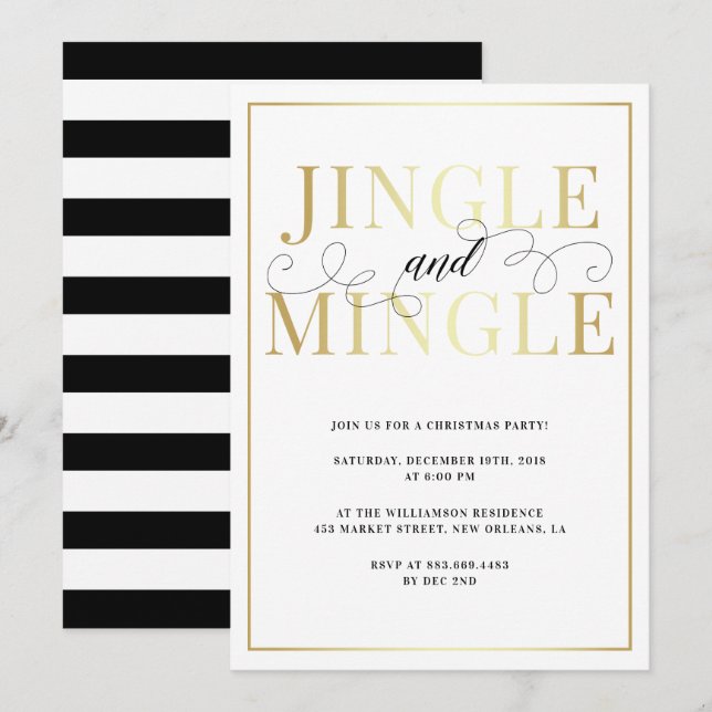 Invitación Jingle y Mingle | Elegante fiesta navideña (Anverso / Reverso)