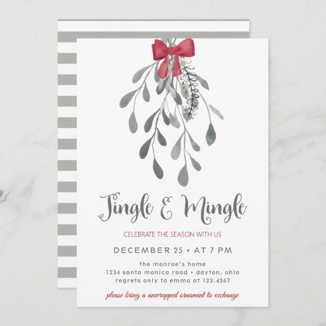Invitación Jingle y Mingle en la misletoe Holiday (Anverso / Reverso)