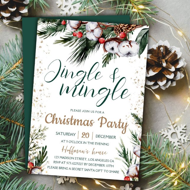 Invitación Jingle y Mingle | Fiesta de Navidades de Pine Gree (Subido por el creador)