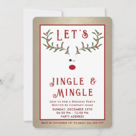 Invitación Jingle y Mingle Funny Holly Reindes