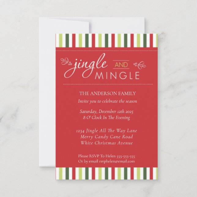 Invitación ¡Jingle y Mingle! Navidades Fiesta Diversión estac (Anverso)