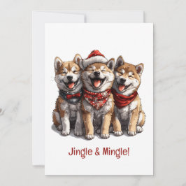 Invitación Jingle Y Mingle Navidades Shiba Inu Santa Dogs